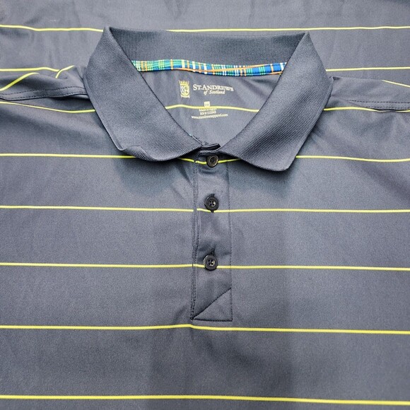 St. Andrews of Scotland Polo Shirt Men's Blue Striped Golf Size 2XL - Picture 3 of 10